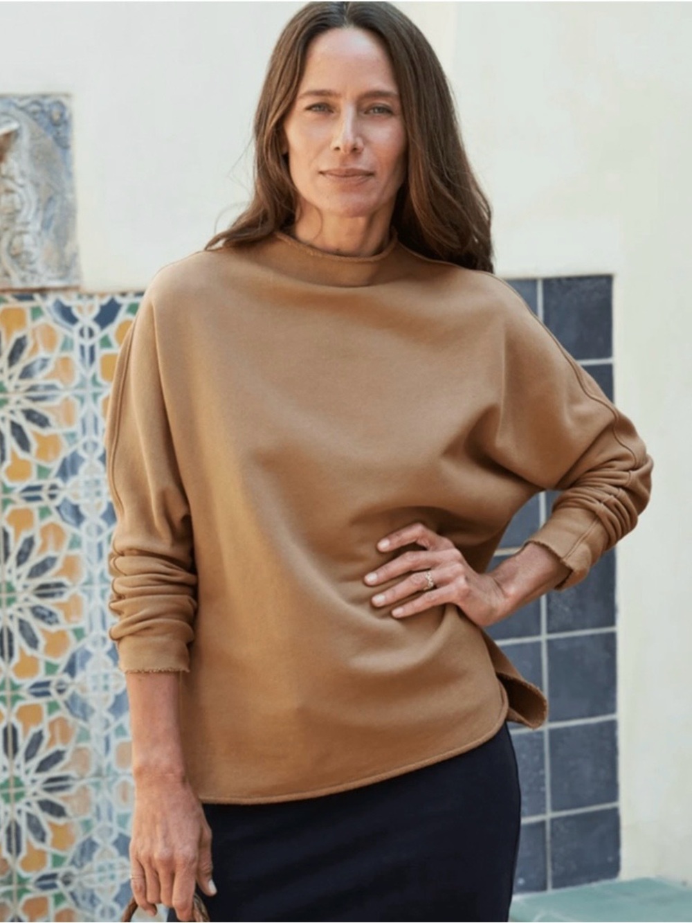 Frank & Eileen Effie Funnel Neck Capelet Tan Camel ~ Size XS